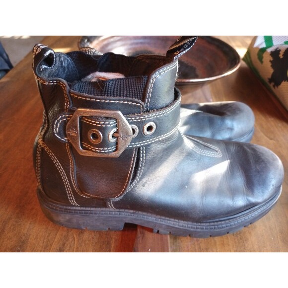 Vtg 90s London Underground Women's Black Boots Combat Chunky Heel  13" Length - Picture 1 of 10